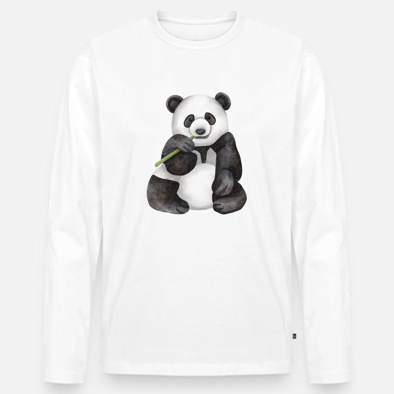 Panda - Männer Premium Bio Langarmshirt - Weiß