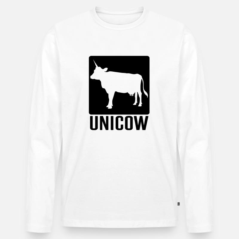 Unicow - Männer Premium Bio Langarmshirt - Weiß