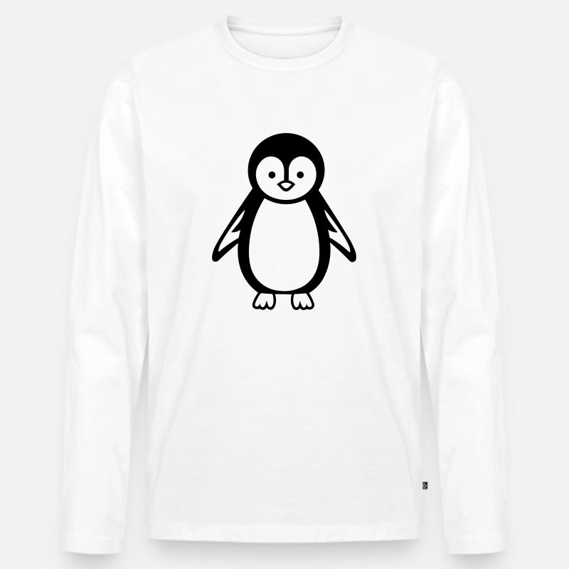 Pinguin - Männer Premium Bio Langarmshirt - Weiß