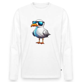 Seagull / Animal / Harbour / Bird / Sea / Water - Men's Premium Organic Long Sleeve Shirt - white - Front - Nico (187cm)