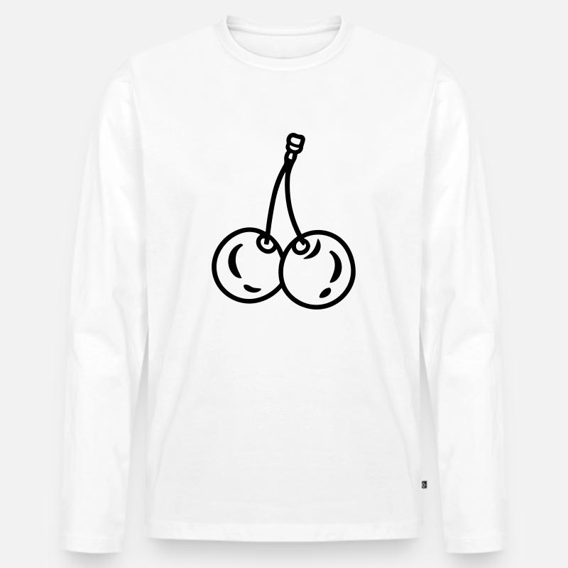 Kirsche - Männer Premium Bio Langarmshirt - Weiß