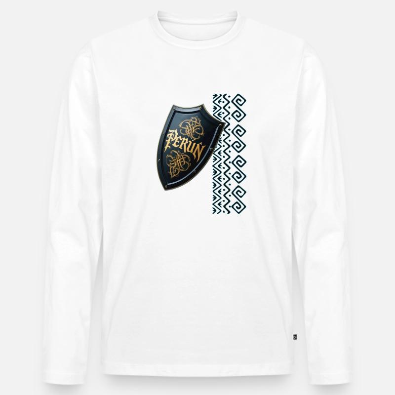 Perún - der Gott des Sturms - Männer Premium Bio Langarmshirt - Weiß