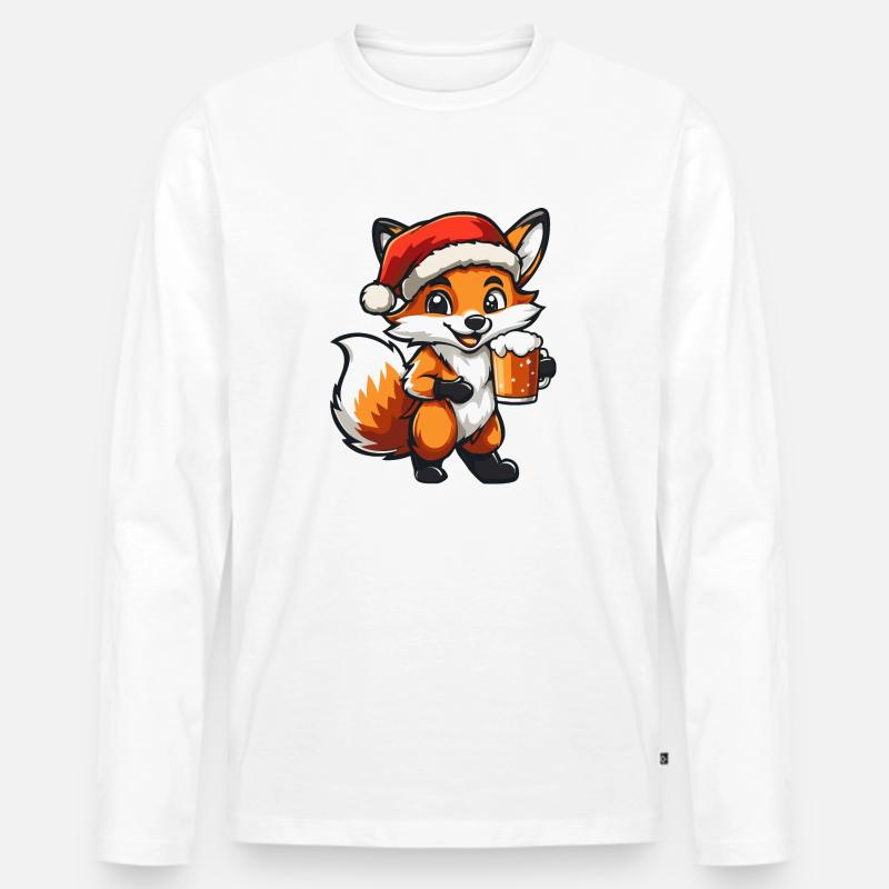 Fuchs Weihnachten Bier - Männer Premium Bio Langarmshirt - Weiß