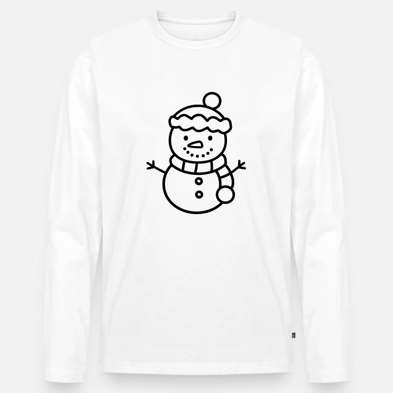 Schneemann - Männer Premium Bio Langarmshirt - Weiß