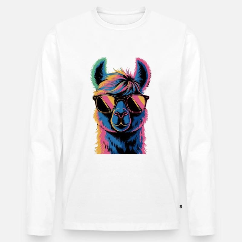 Alpaka Llama - Männer Premium Bio Langarmshirt - Weiß