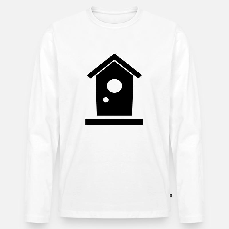 Vogelhaus - Männer Premium Bio Langarmshirt - Weiß