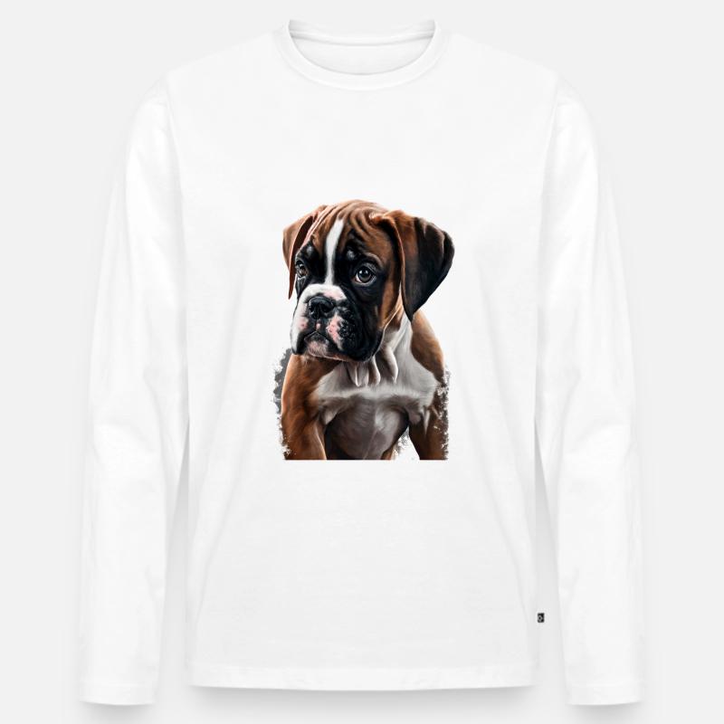 Boxerwelpe - Männer Premium Bio Langarmshirt - Weiß