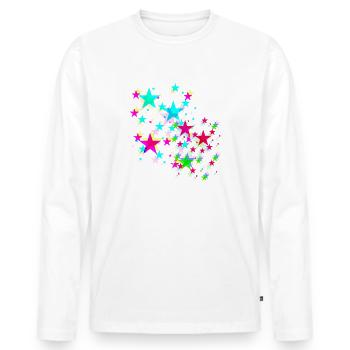 Sterne,stern, bunte Sterne - Männer Premium Bio Langarmshirt - Weiß - Vorne - Nico (187cm)