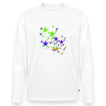 Sterne,stern, bunte Sterne - Männer Premium Bio Langarmshirt - Weiß - Vorne - Nico (187cm)