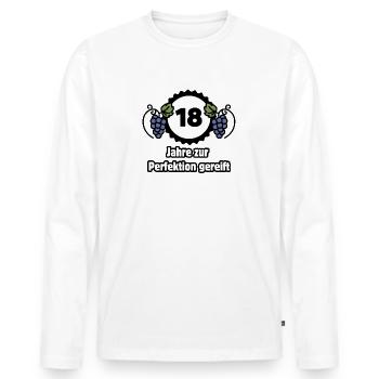 18th Birthday - 18 Years Matured to Perfection - Men's Premium Organic Long Sleeve Shirt - white - Front - Nico (187cm)