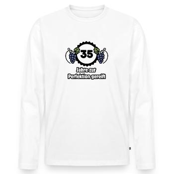 35th Birthday - 35 Years Matured to Perfection - Men's Premium Organic Long Sleeve Shirt - white - Front - Nico (187cm)