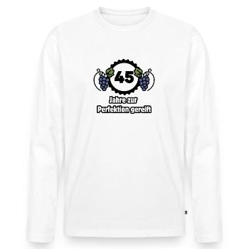 45th Birthday - 45 Years Matured to Perfection - Men's Premium Organic Long Sleeve Shirt - white - Front - Nico (187cm)