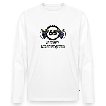 65th Birthday - 65 Years Matured to Perfection - Men's Premium Organic Long Sleeve Shirt - white - Front - Nico (187cm)
