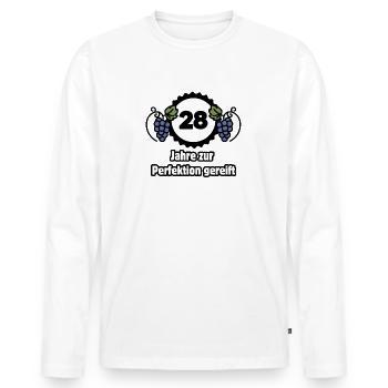 28th Birthday - 28 Years Matured to Perfection - Men's Premium Organic Long Sleeve Shirt - white - Front - Nico (187cm)