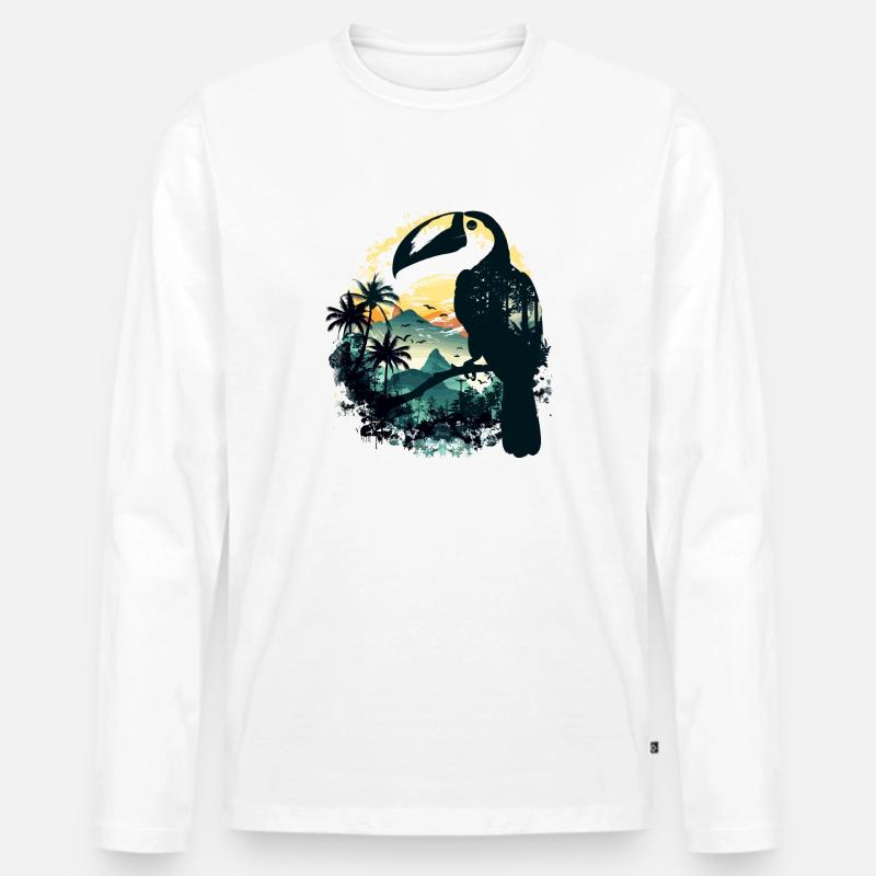 Tukan Vogel Urwald - Männer Premium Bio Langarmshirt - Weiß