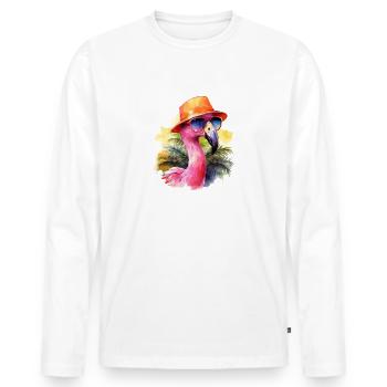 Cool Flamingo Lunettes de soleil Hat Party Palmiers - T-shirt manches longues Premium bio Homme - blanc - Devant - Nico (187cm)