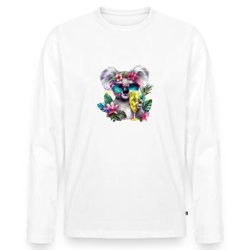 Bunter Koala Sonnenbrille Sekt Alkohol Party - Männer Premium Bio Langarmshirt - Weiß - Vorne - Nico (187cm)