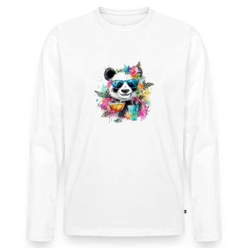 Bunter cooler Panda Sonnenbrille Party Cocktails - Männer Premium Bio Langarmshirt - Weiß - Vorne - Nico (187cm)