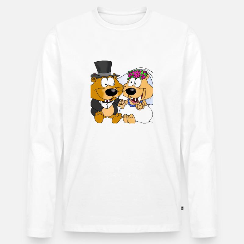 Tierhochzeit - Männer Premium Bio Langarmshirt - Weiß