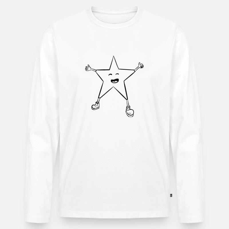 Weihnachtsstern, niedlich mit einem Lächeln - Männer Premium Bio Langarmshirt - Weiß
