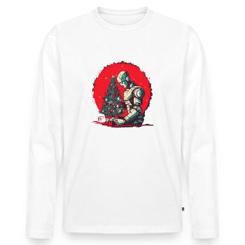 Weihnachtszeit-Cyborg - Männer Premium Bio Langarmshirt - Weiß - Vorne - Nico (187cm)
