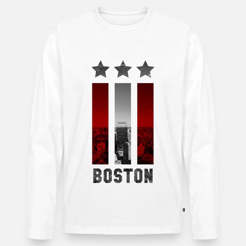 BOSTON - Männer Premium Bio Langarmshirt - Weiß