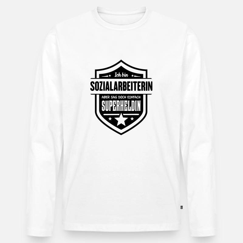 Super Sozialarbeiterin - Männer Premium Bio Langarmshirt - Weiß