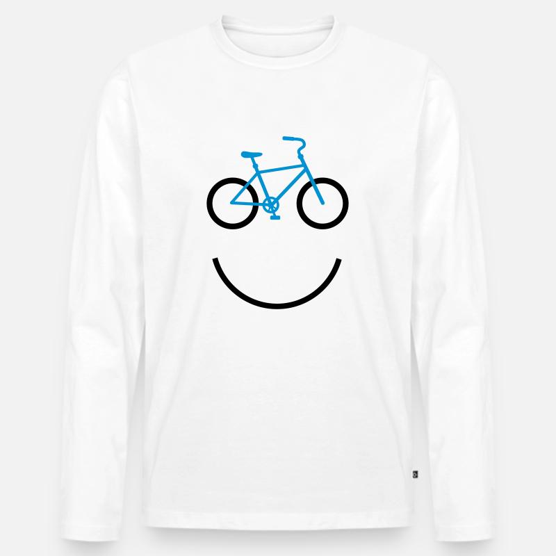 bicycle smiley - Männer Premium Bio Langarmshirt - Weiß