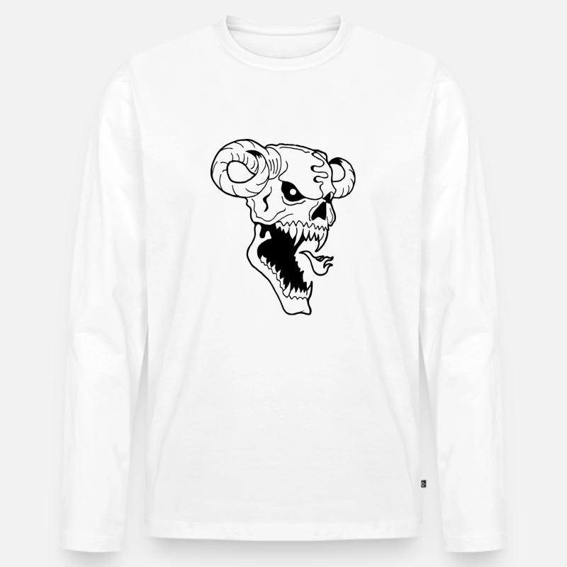 skull de - Männer Premium Bio Langarmshirt - Weiß