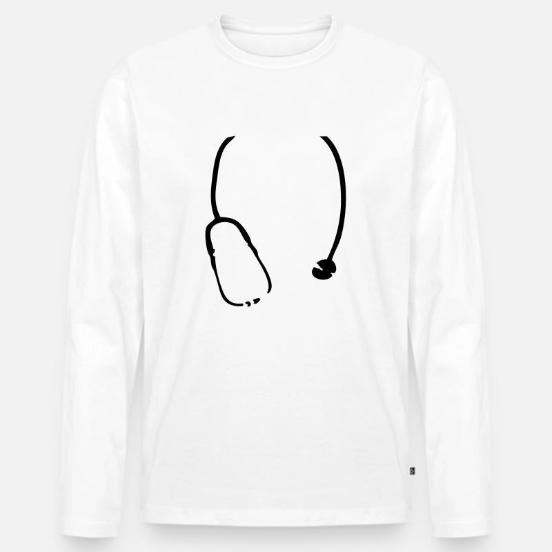 Stethoskop - Männer Premium Bio Langarmshirt - Weiß