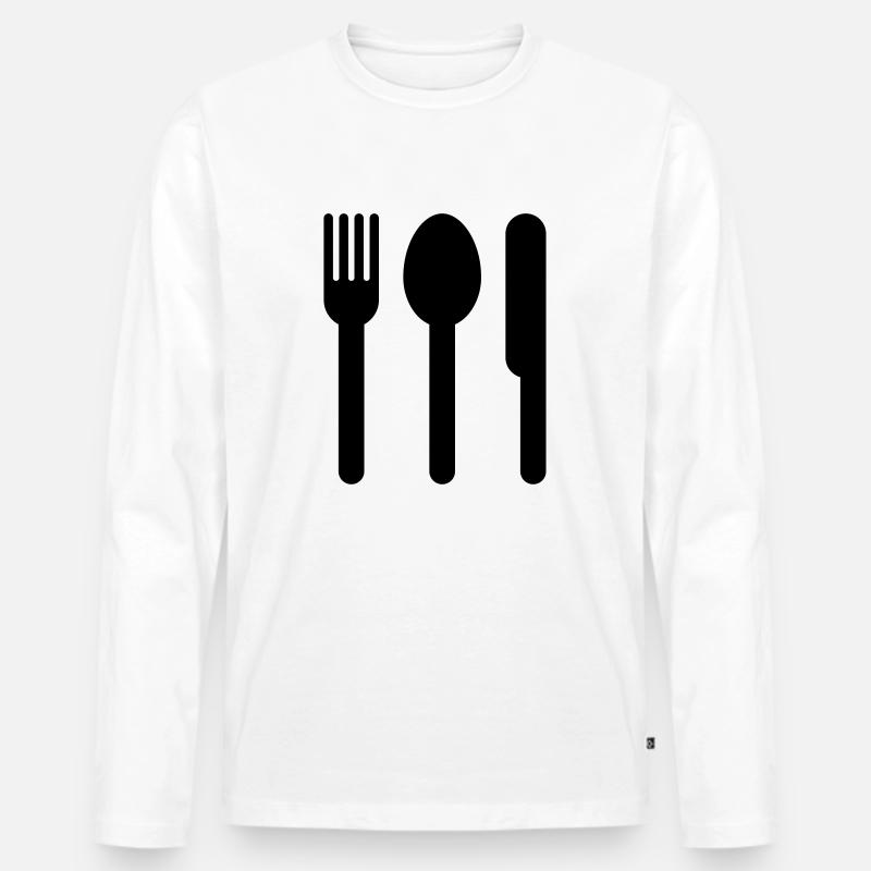 Löffel, Gabel und Messer - Männer Premium Bio Langarmshirt - Weiß
