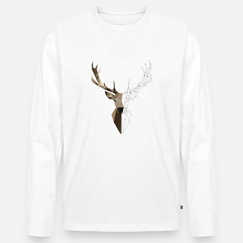 Hirsch Geometrisch - Männer Premium Bio Langarmshirt - Weiß
