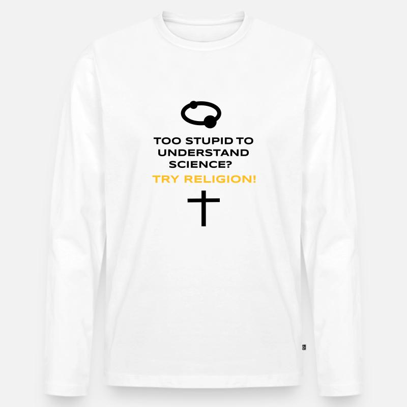 Science vs. Religion - Männer Premium Bio Langarmshirt - Weiß