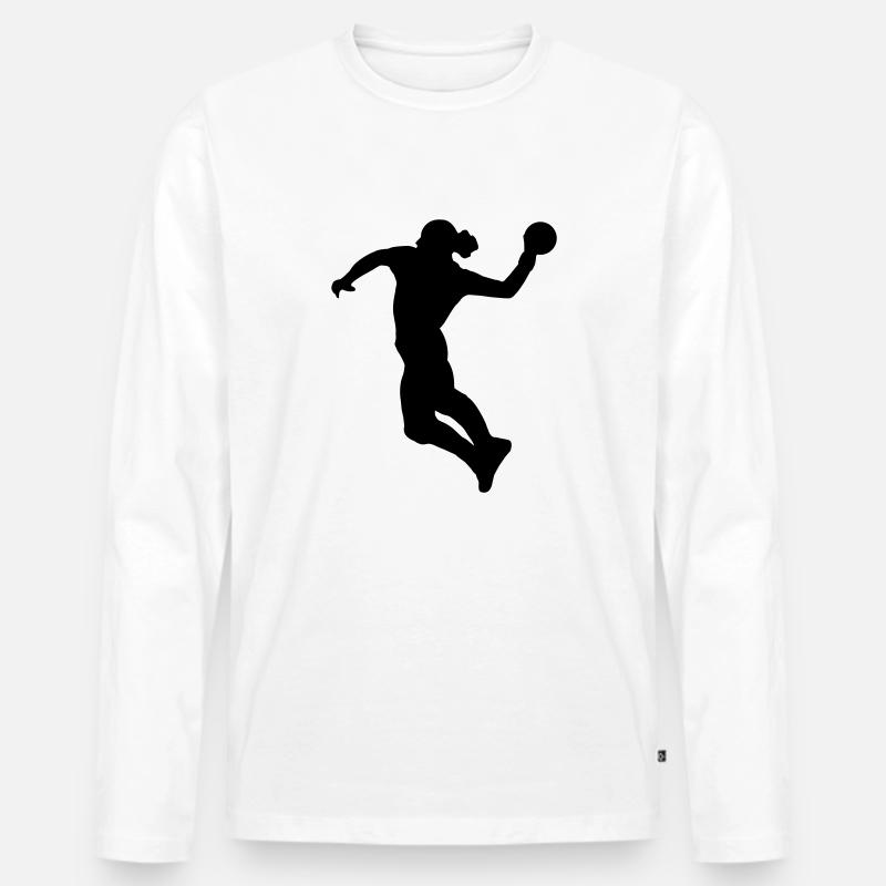 Handball female de - Männer Premium Bio Langarmshirt - Weiß
