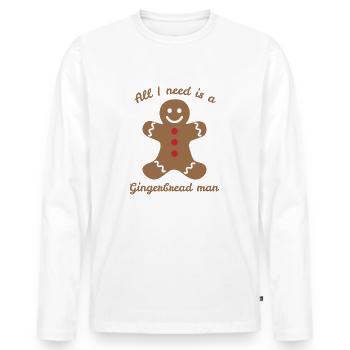 Gingerbread man - Men's Premium Organic Long Sleeve Shirt - white - Front - Nico (187cm)