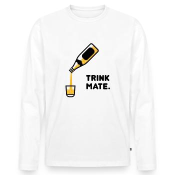 Trink MATE - Männer Premium Bio Langarmshirt - Weiß - Vorne - Nico (187cm)