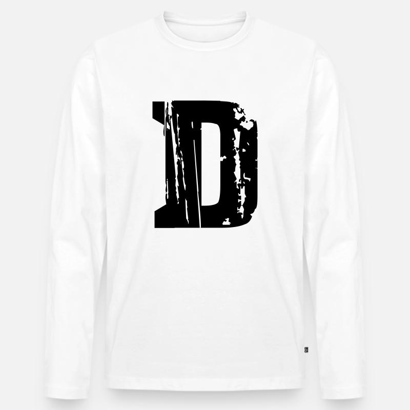 D - Buchstabe - Männer Premium Bio Langarmshirt - Weiß