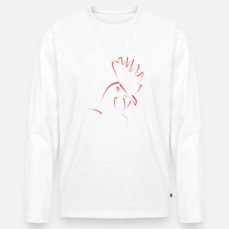 Hahn - Männer Premium Bio Langarmshirt - Weiß