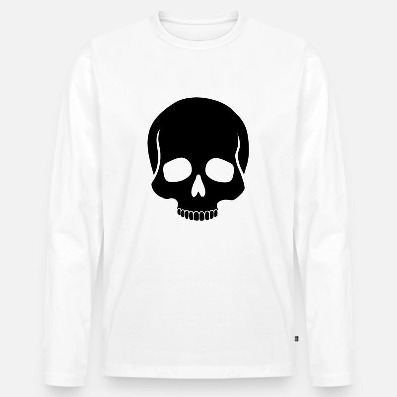 Half Skull - Männer Premium Bio Langarmshirt - Weiß