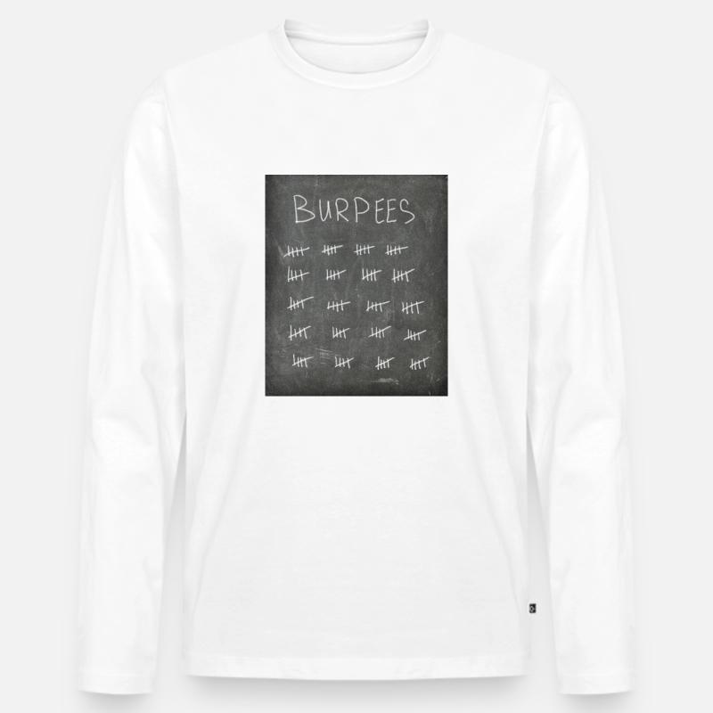 Chalkboard Burpees - Männer Premium Bio Langarmshirt - Weiß
