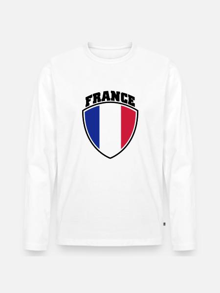 Frankreich - Männer Premium Bio Langarmshirt - Weiß