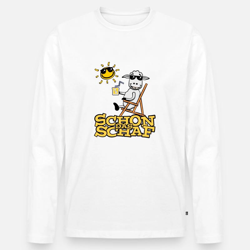Lustiges Schaf (mit Text) - Männer Premium Bio Langarmshirt - Weiß