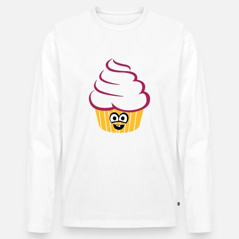 cupcake_funny - Männer Premium Bio Langarmshirt - Weiß