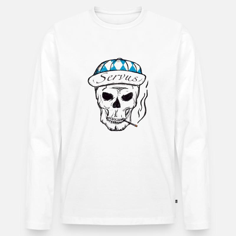 Bavarian Skull - Männer Premium Bio Langarmshirt - Weiß