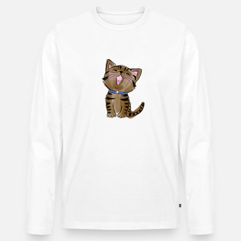 Kätzchen - Männer Premium Bio Langarmshirt - Weiß