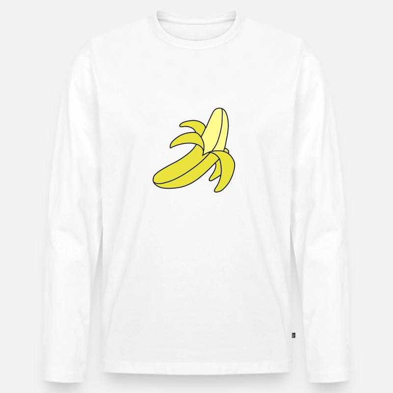 Bananengelb - Männer Premium Bio Langarmshirt - Weiß