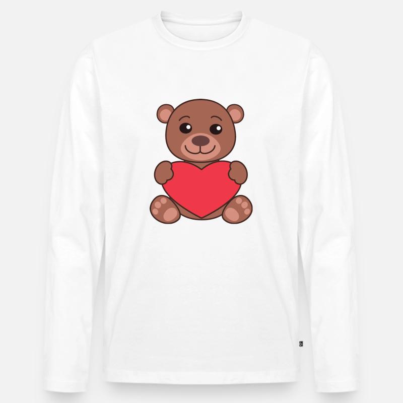 Teddybär mit Herz - Männer Premium Bio Langarmshirt - Weiß