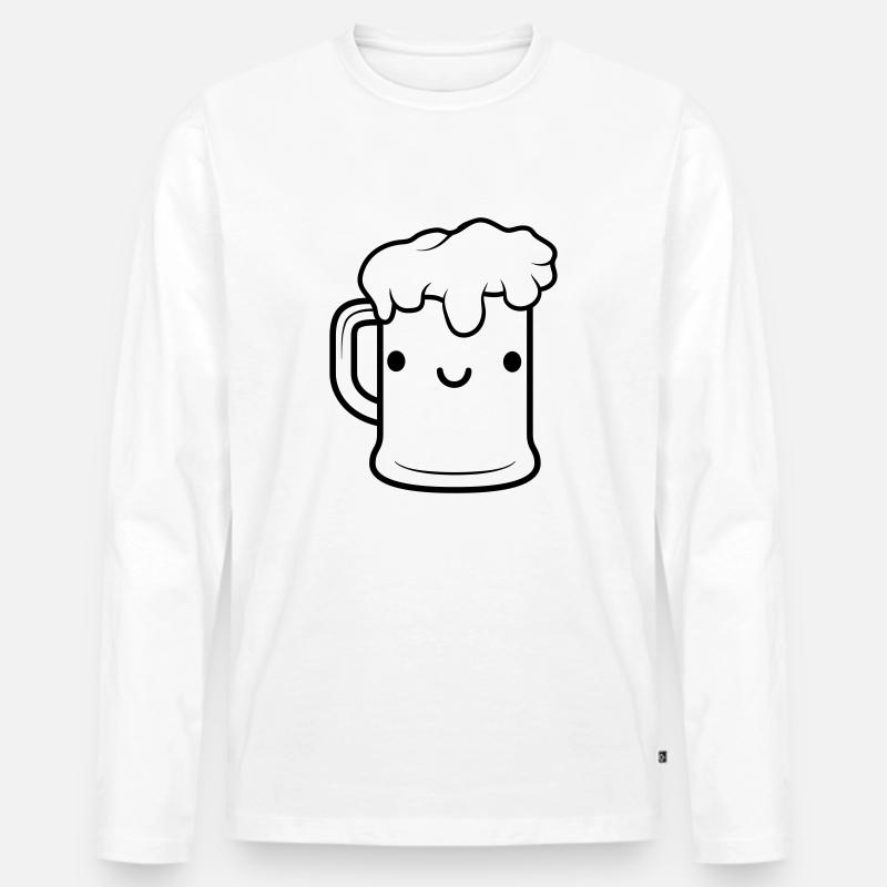 Süßes Bier Gesicht Maßkrug - Männer Premium Bio Langarmshirt - Weiß