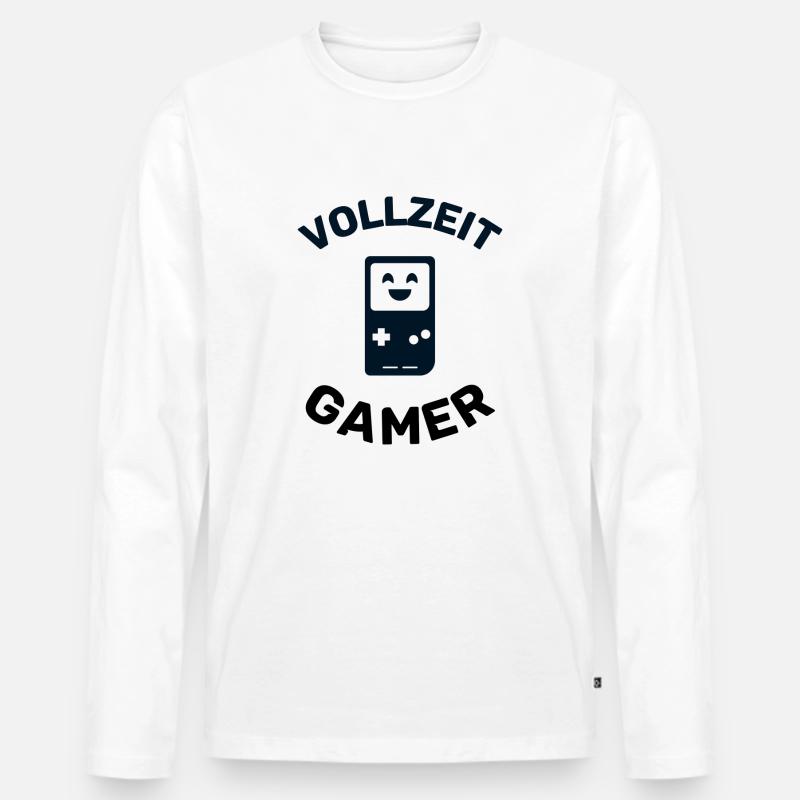 Vollzeit Gamer - Männer Premium Bio Langarmshirt - Weiß