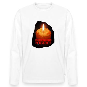 TOMZOFF Burning Heart - Männer Premium Bio Langarmshirt - Weiß - Vorne - Nico (187cm)